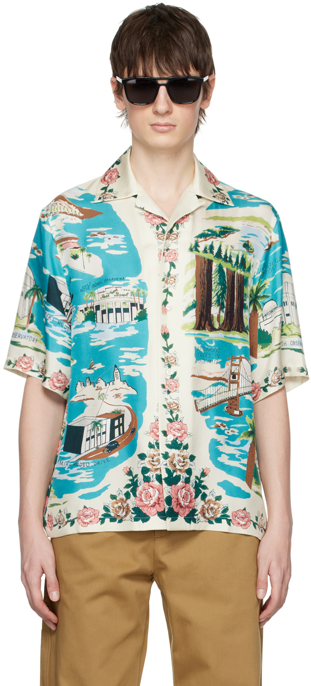 Amiri California Short Sleeve Silk Button-up Camp Shirt In Multicolor
