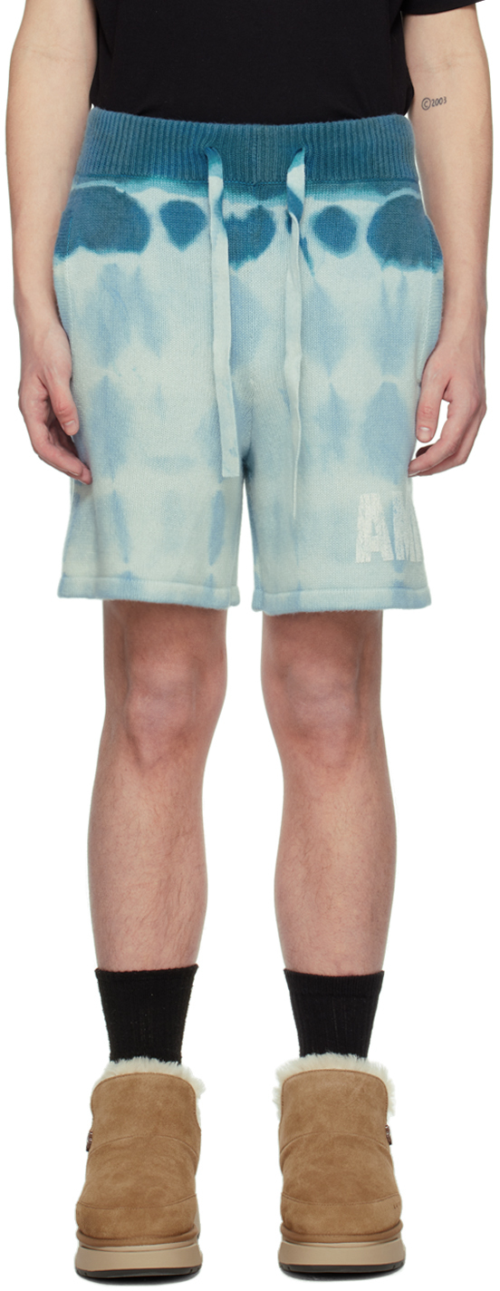Shop Amiri Blue Tie Dye Shorts In Blue-eco Cashmere