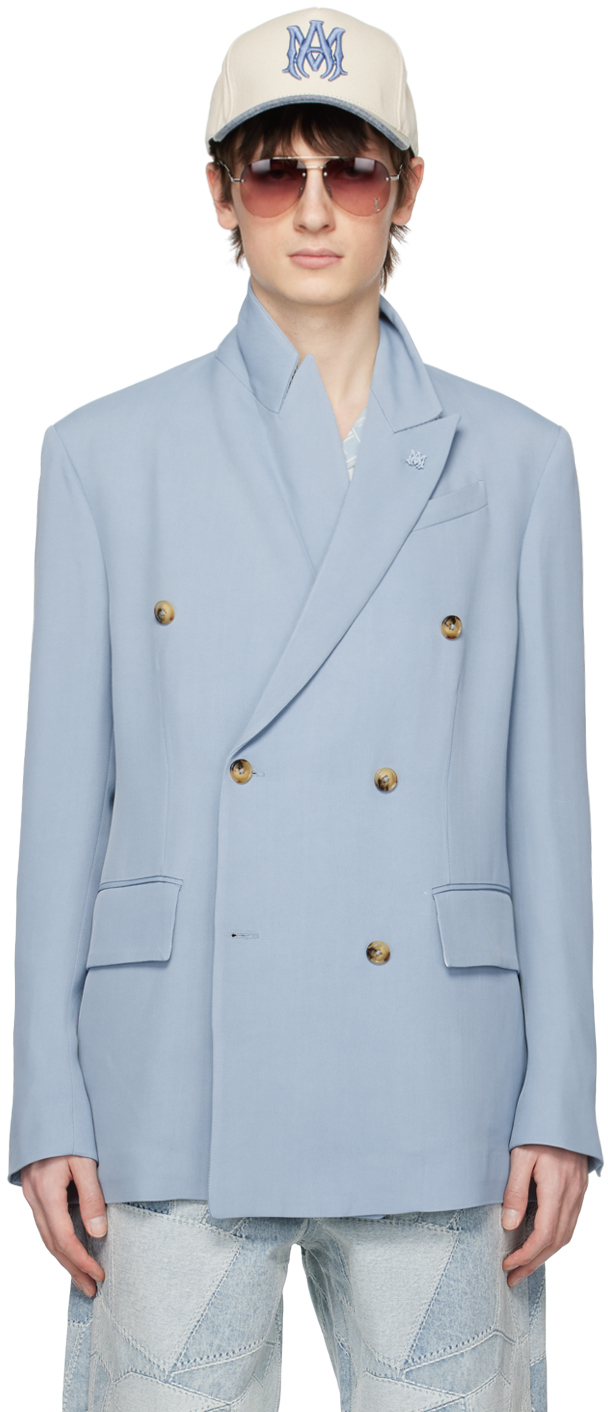 Amiri Double-breasted Button-fastening Jacket In Blue
