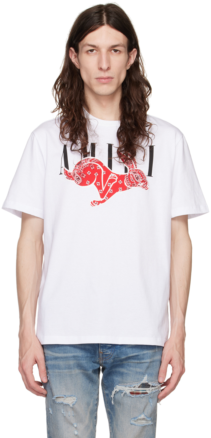 Amiri Bandana Logo-print Cotton T-shirt In Red