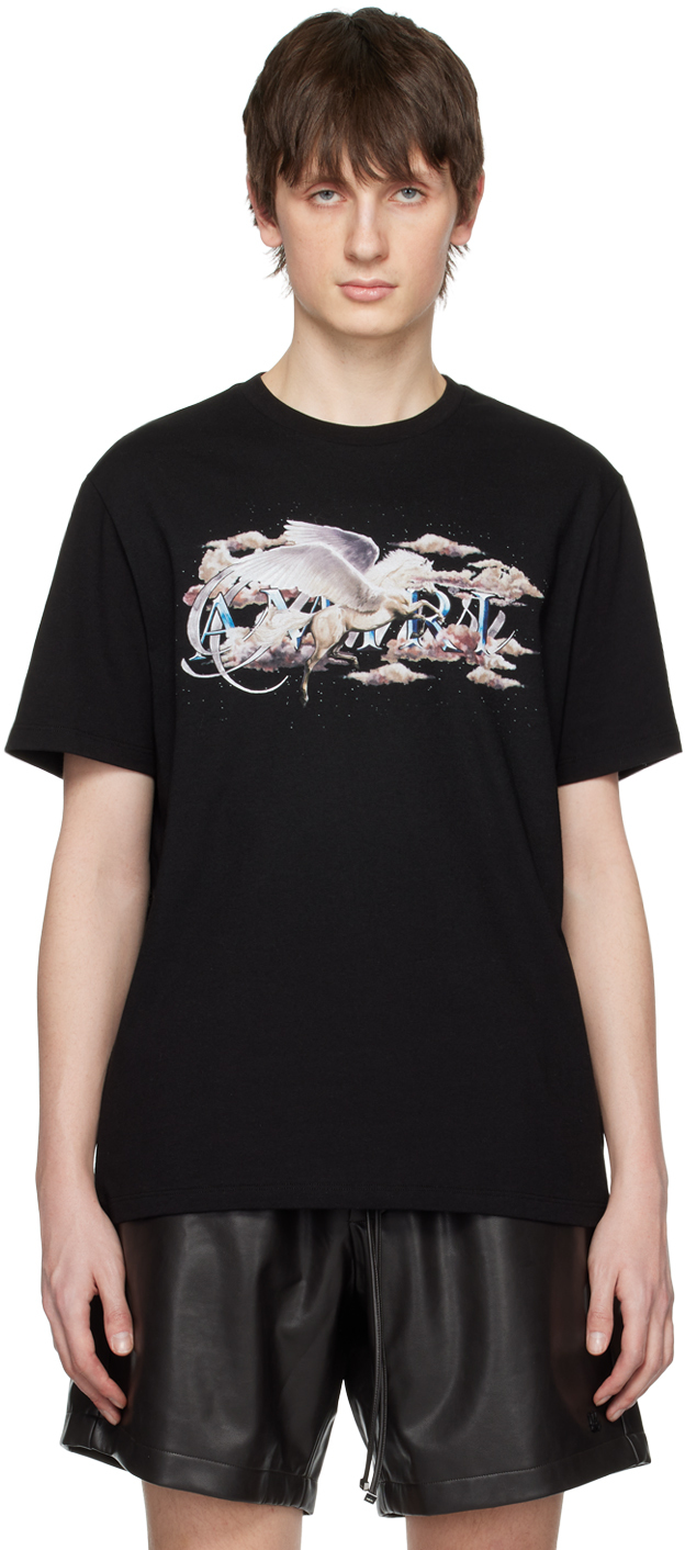 AMIRI: Black Pegasus Script T-Shirt | SSENSE