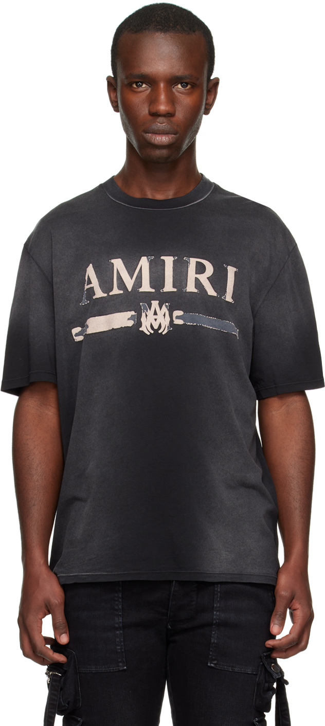 Amiri Logo-flocked Cotton-jersey T-shirt In Black