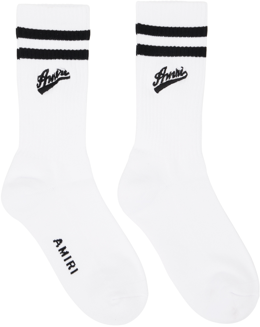 Amiri Men's Varsity Logo Embroidered Crew Socks | Smart Closet