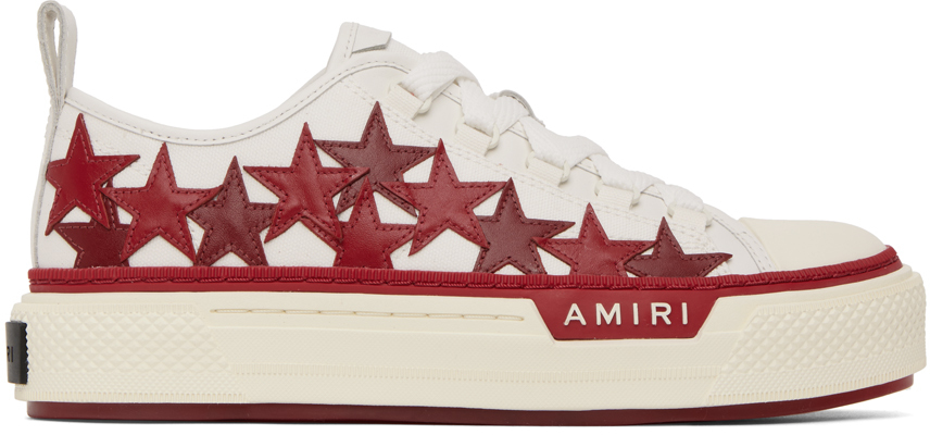 AMIRI WHITE & RED STARS COURT LOW-TOP SNEAKERS