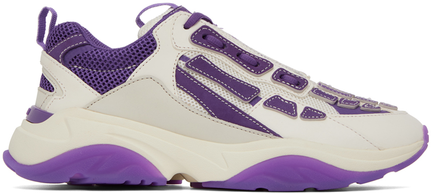 Amiri Men's Bone Runner Contrast Panel Leather Sneakers In Purple
