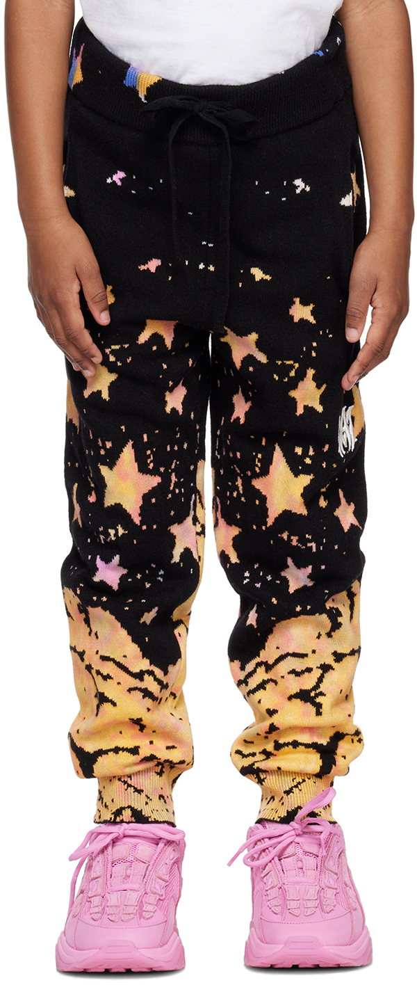 Amiri Kids Black Tie-dye Moon Lounge Pants In Multi