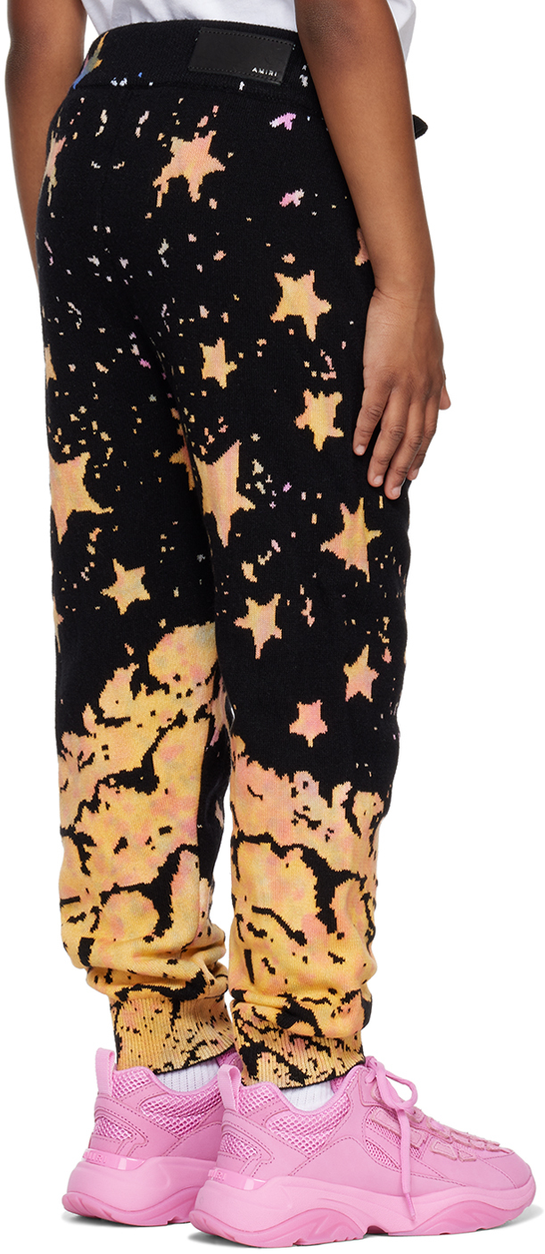 Amiri Kids Black Tie-dye Moon Lounge Pants In Multi