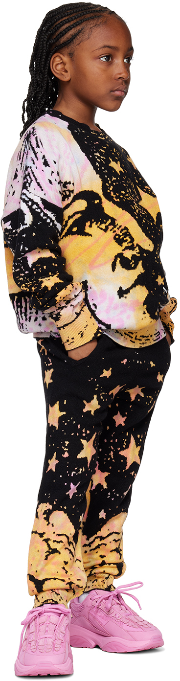 Amiri Kids Black Tie-dye Moon Lounge Pants In Multi
