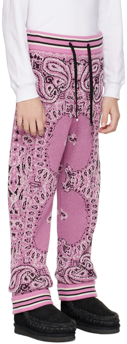 Amiri Kid's Bandana Intarsia Sweatpants In Pink