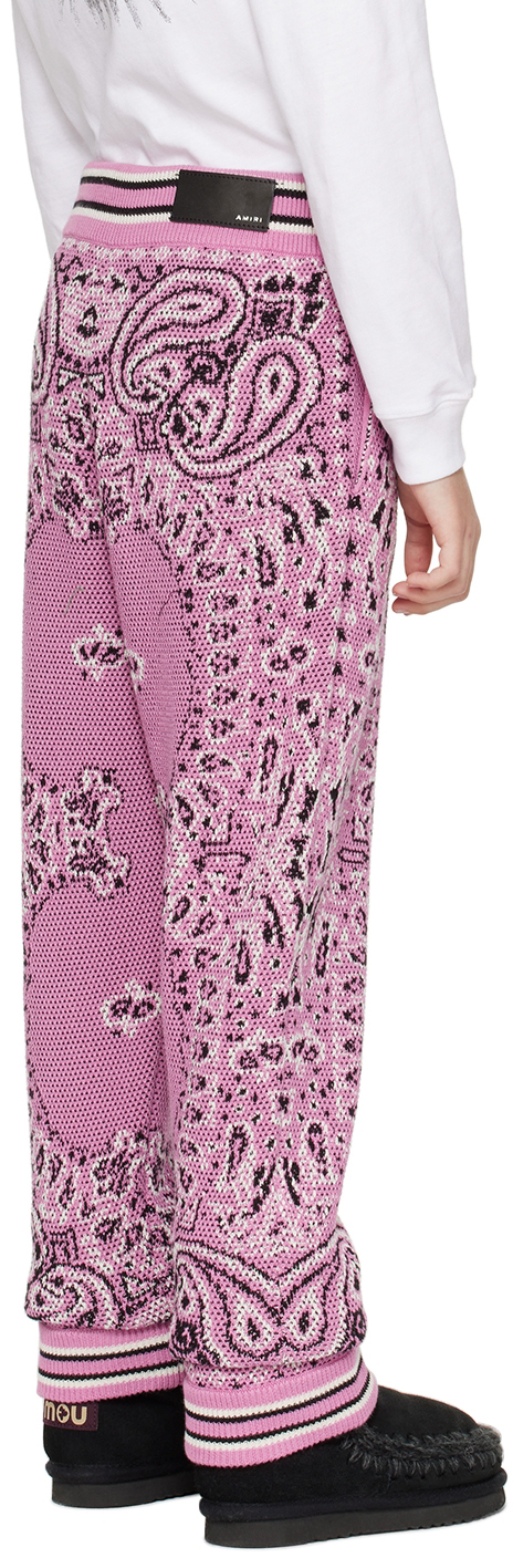 Amiri Kid's Bandana Intarsia Sweatpants In Pink