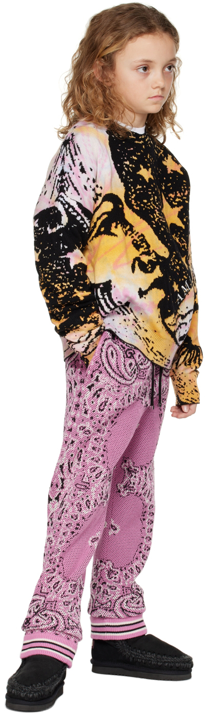 Amiri Kid's Bandana Intarsia Sweatpants In Pink