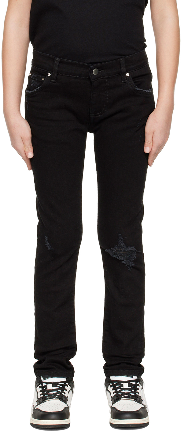 Amiri Kids Black Broken Jeans In Black Od | ModeSens