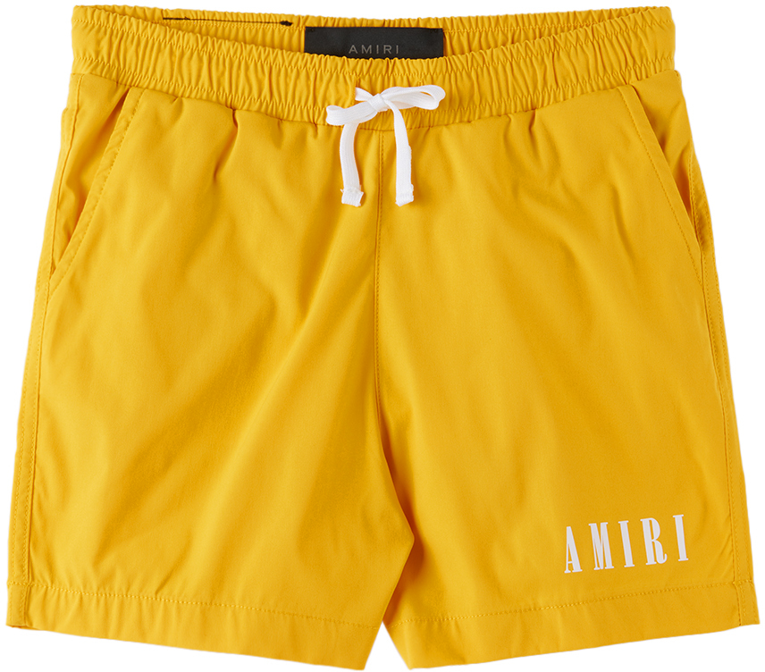 Amiri Kids Yellow Drawstring Swim Shorts In Yellow-poly Spand