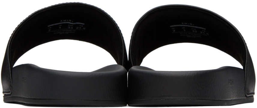 Amiri Kids Black Logo Pool Slides In Black/white
