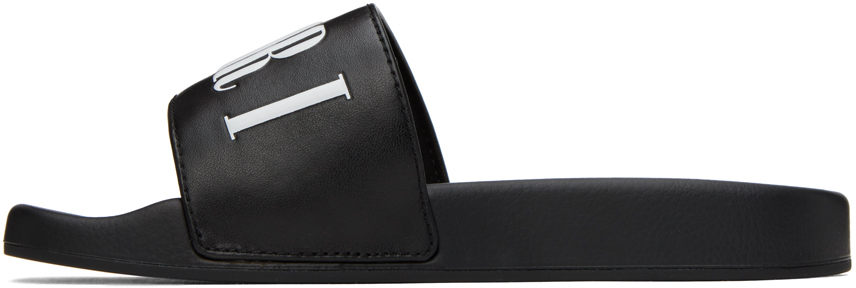 Amiri Kids Black Logo Pool Slides In Black/white