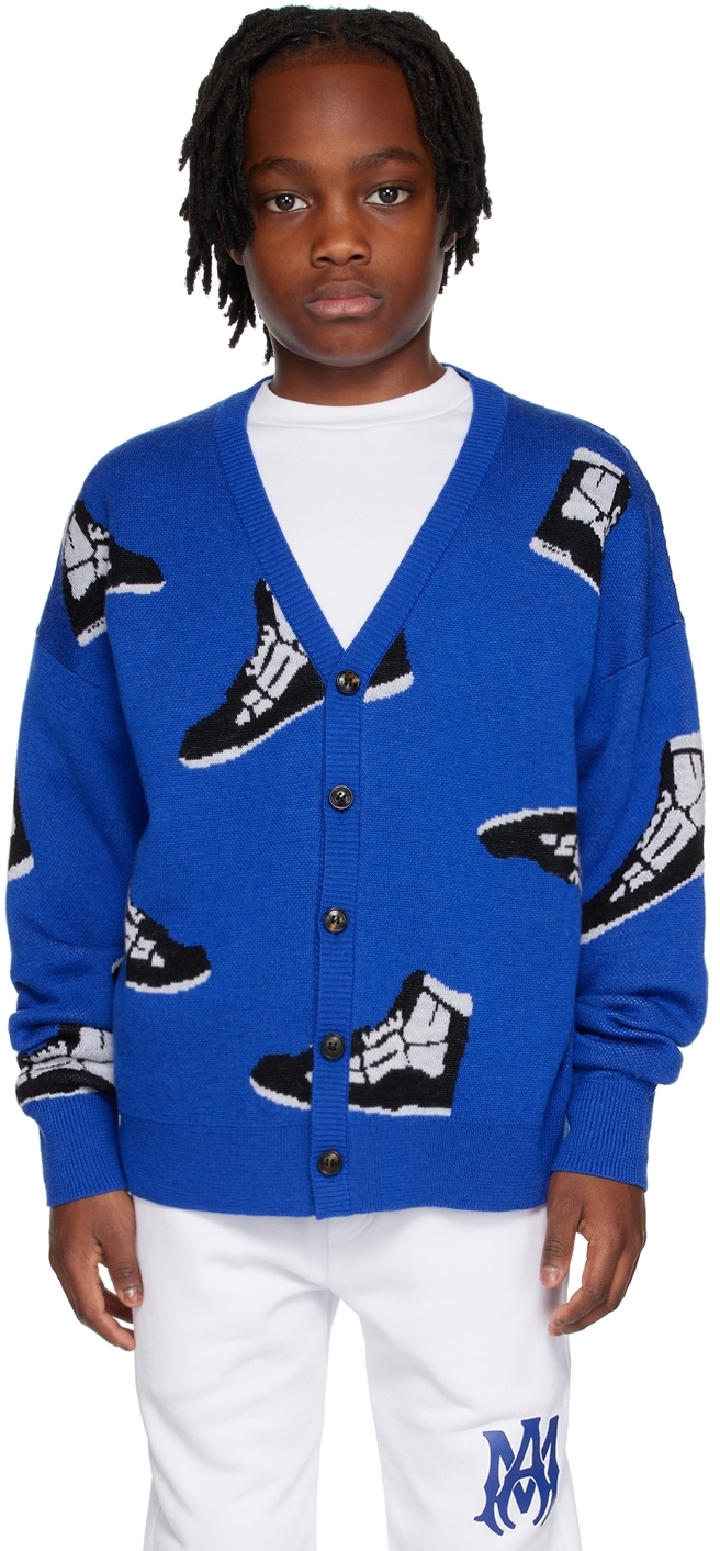Kids Blue Skel Top Cardigan