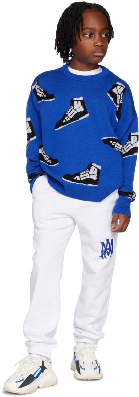 Amiri Boy's Sneaker Intarsia Crewneck Sweater In Blue