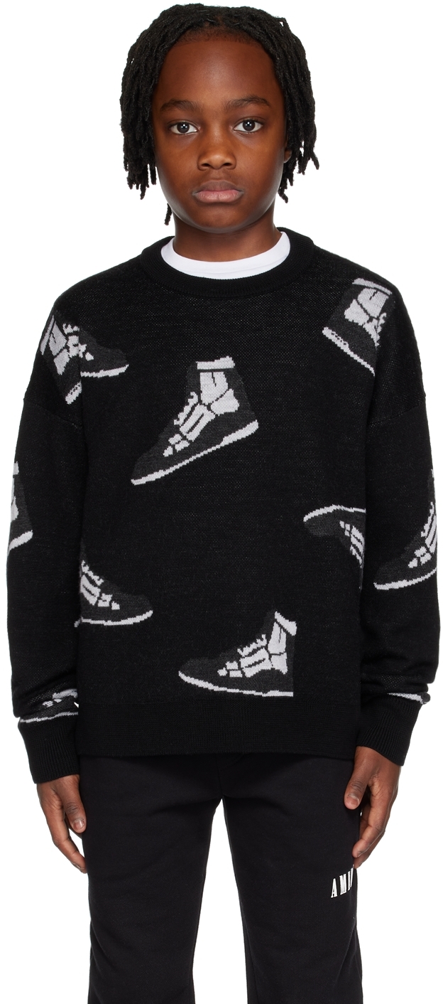 Amiri Little Kid's & Kid's Skel Knit Crewneck Wool Sweater In Black