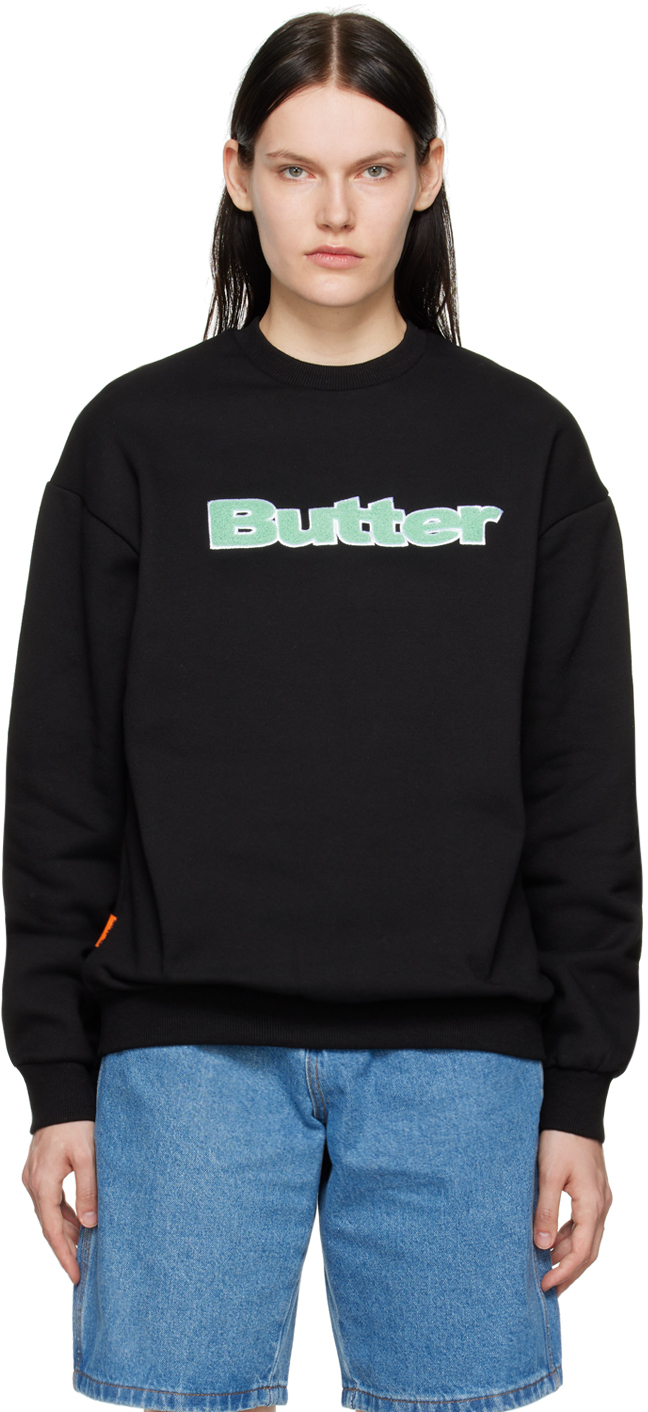 Butter Goods: Black Chenille Appliqué Sweatshirt | SSENSE