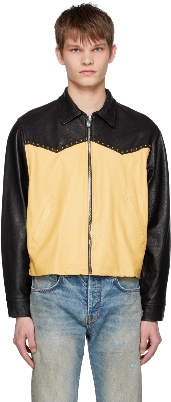 Enfants Riches Déprimés Beige & Black Colorblocked Leather Jacket