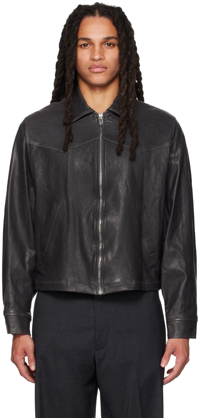 ENFANTS RICHES DEPRIMES/ウエスタンレザージャケット Enfants Riches Deprimes Black Western Leather Jacket In Slate Grey