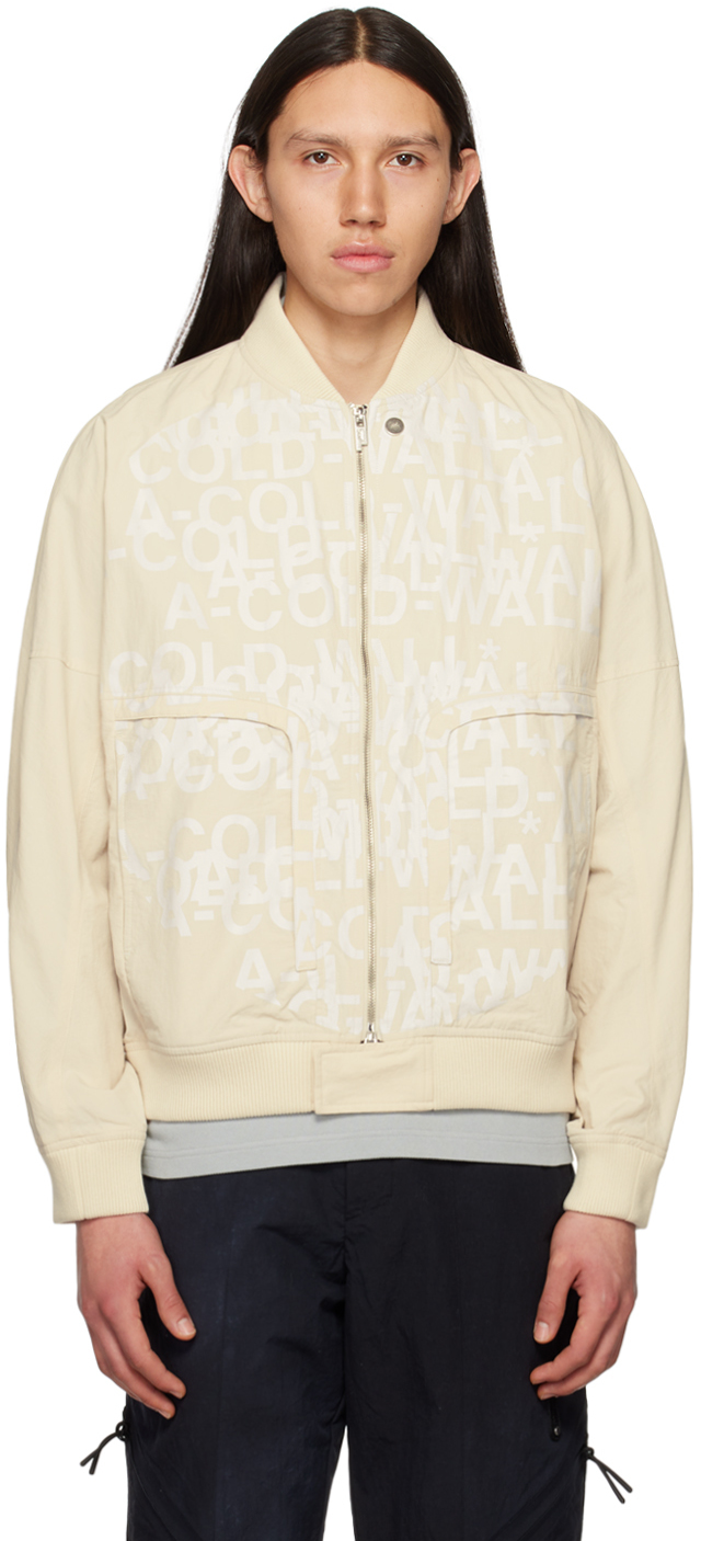 A-cold-wall* Beige Imprint Bomber Jacket In Bone