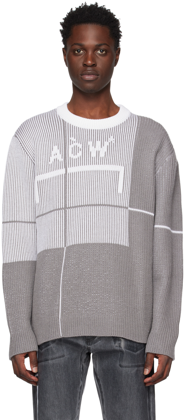 A-COLD-WALL*: Gray Grid Sweater | SSENSE Canada