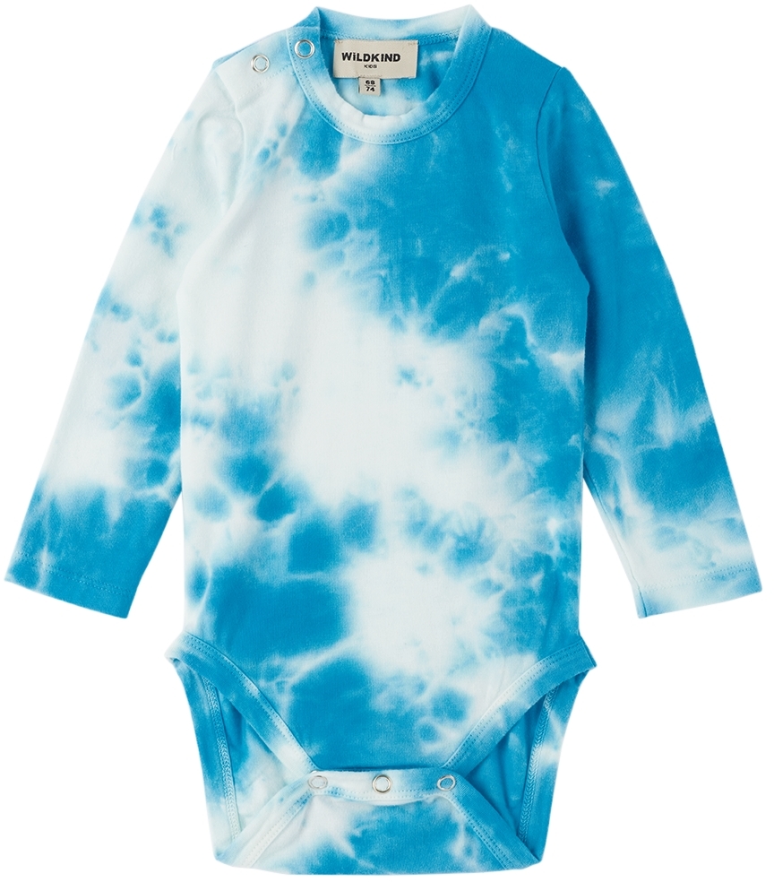 Wildkind Baby Blue Lizzie Bodysuit In Tie Dye Sky