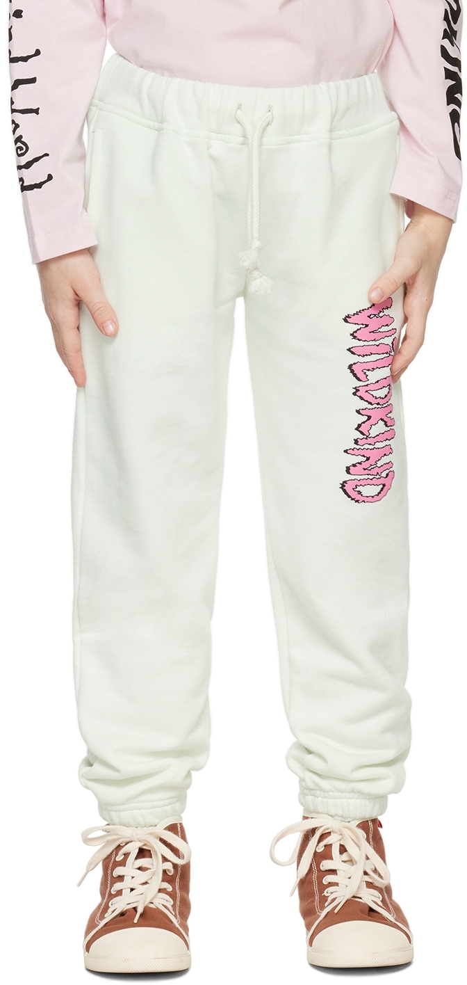 Wildkind Kids Off-white Geoff Lounge Pants In  Hairy Pink