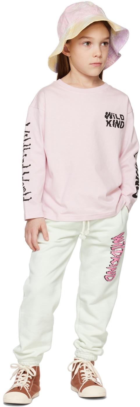 Wildkind Kids Off-white Geoff Lounge Pants In  Hairy Pink