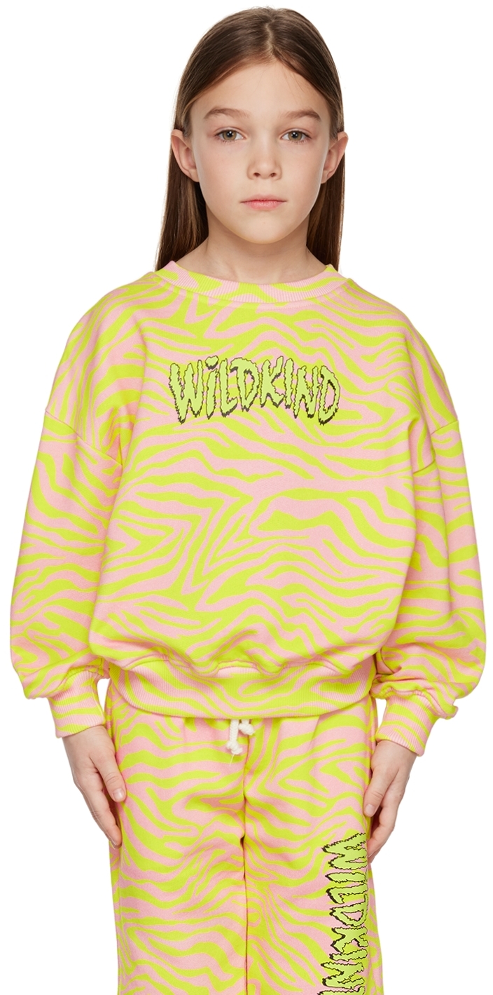 Wildkind Kids Yellow & Pink Marius Sweatshirt In Zebra Lime/pink