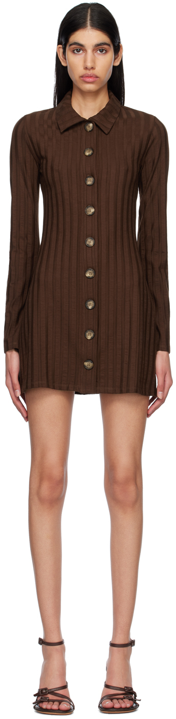 Reformation Brown Benton Minidress In Cafe