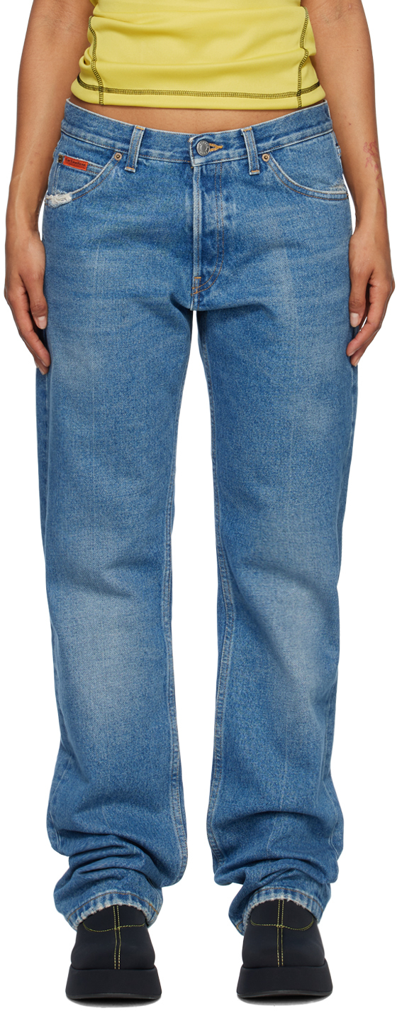 Martine Rose Straight Leg Jeans Blue Stripe - L