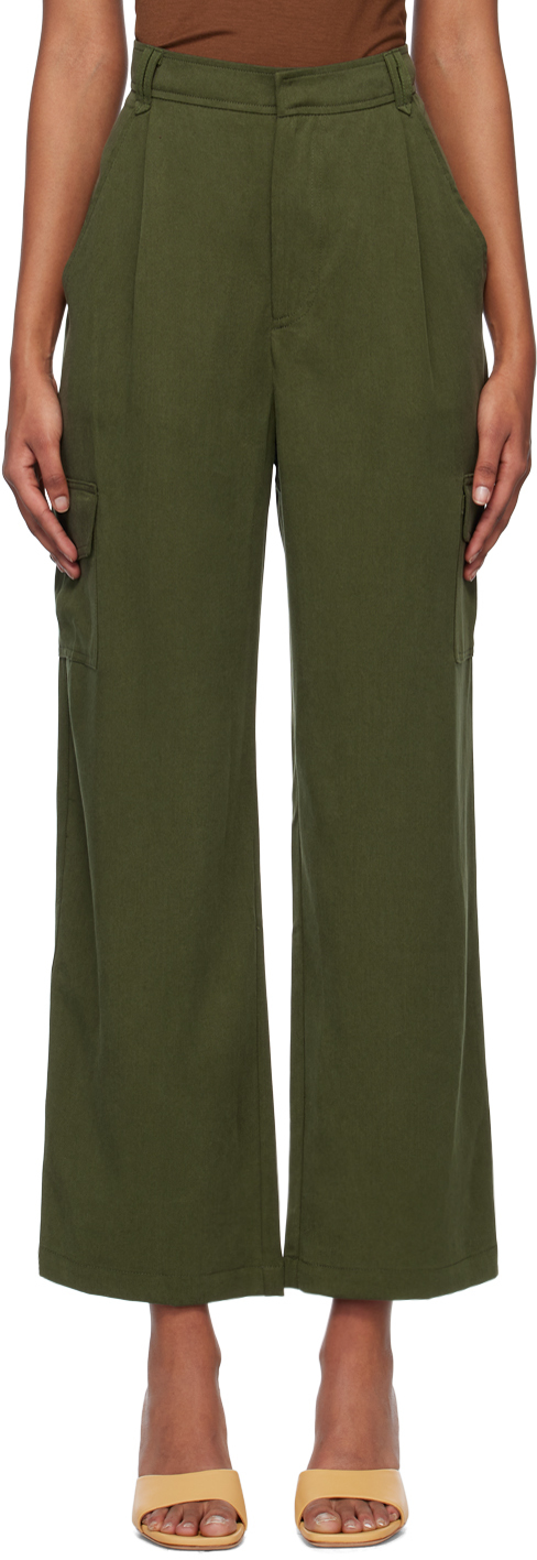 Shop Reformation Green Jackson Trousers In Fern