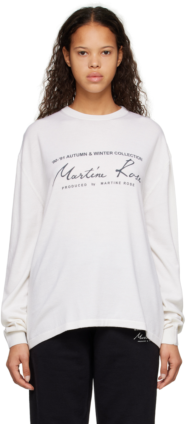 Martine Rose White Oversized Sweater In White White