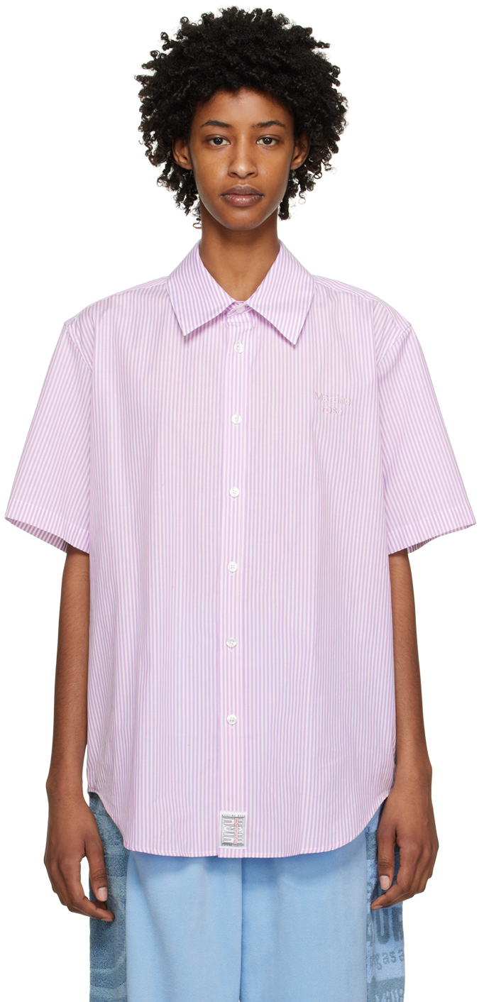 Martine Rose: Purple & White Striped Shirt | SSENSE