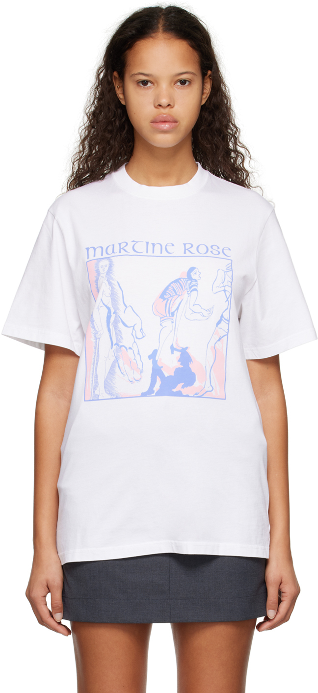 MARTINE ROSE WHITE PRINTED T-SHIRT 