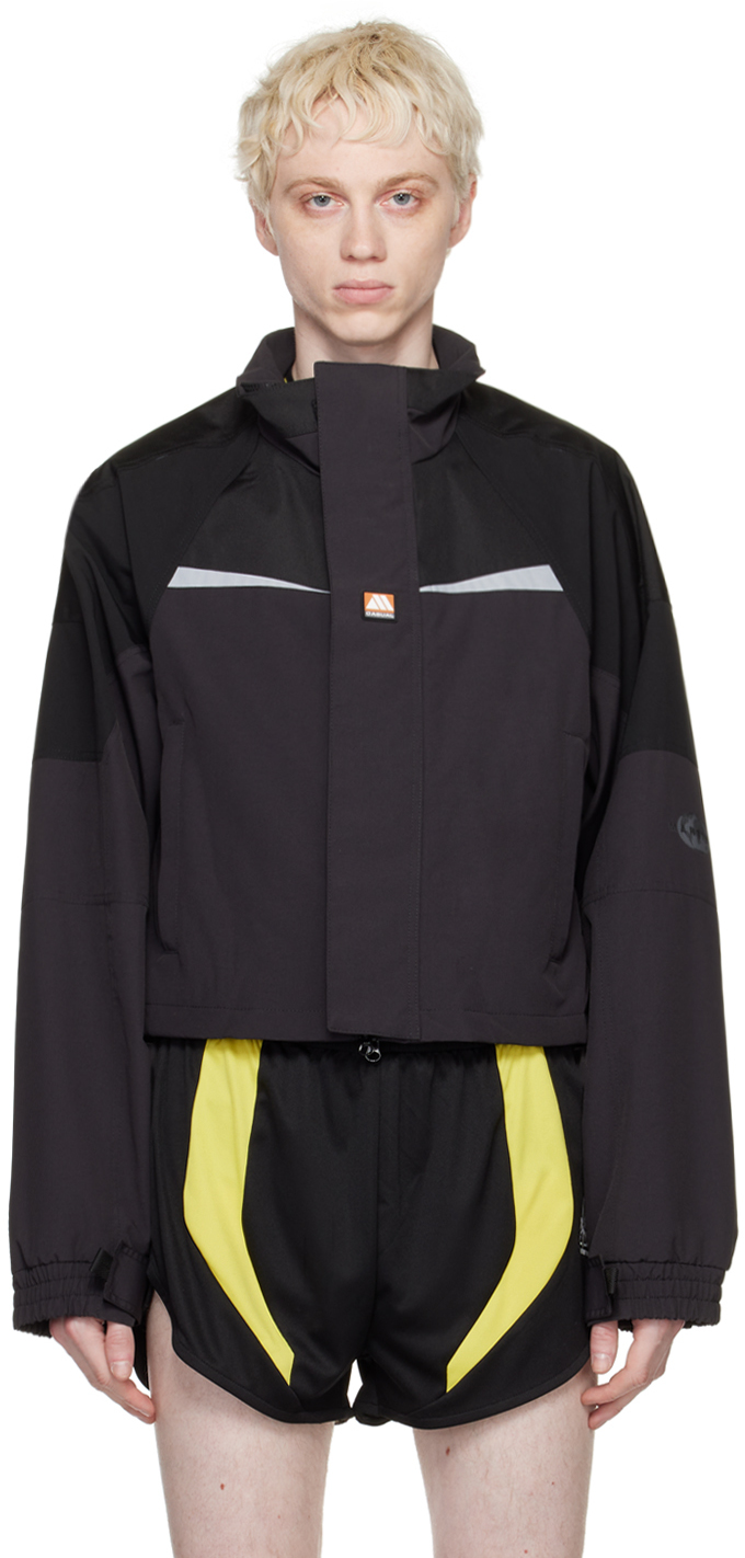 Martine Rose Black Shrunken Sports Jacket In Black / Grey | ModeSens