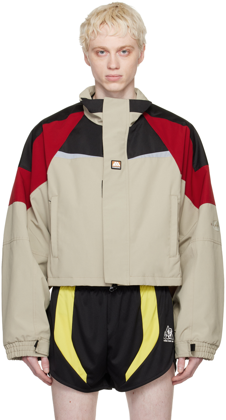 Martine Rose Beige Shrunken Sports Jacket In Red Black Beige