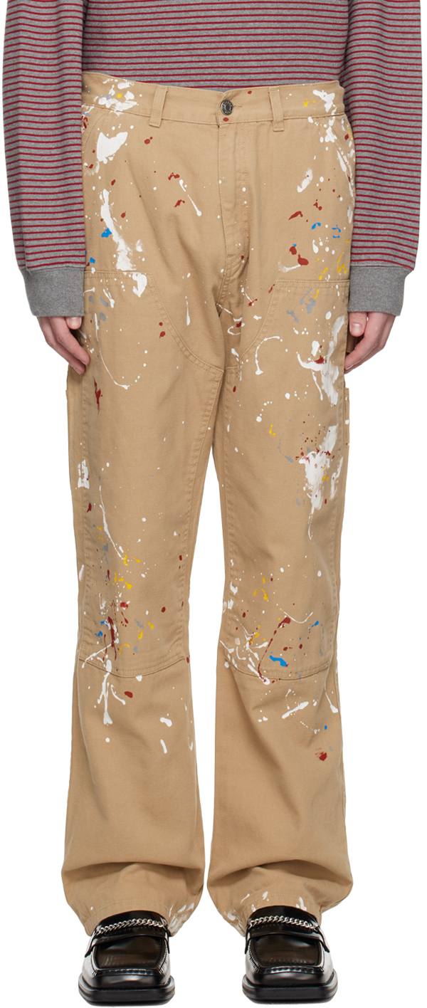 MARTINE ROSE BEIGE PAINTER TROUSERS