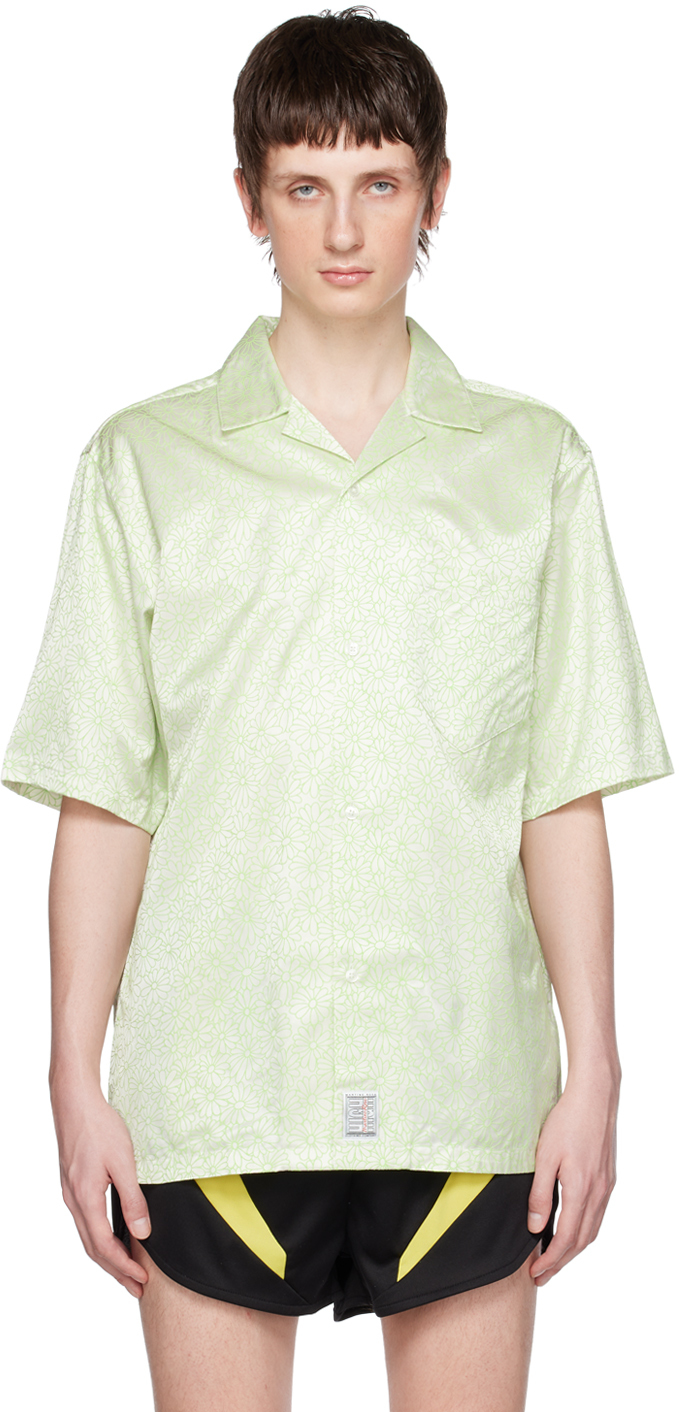 Martine Rose Floral-print Short-sleeve Shirt In Green-cream Floral