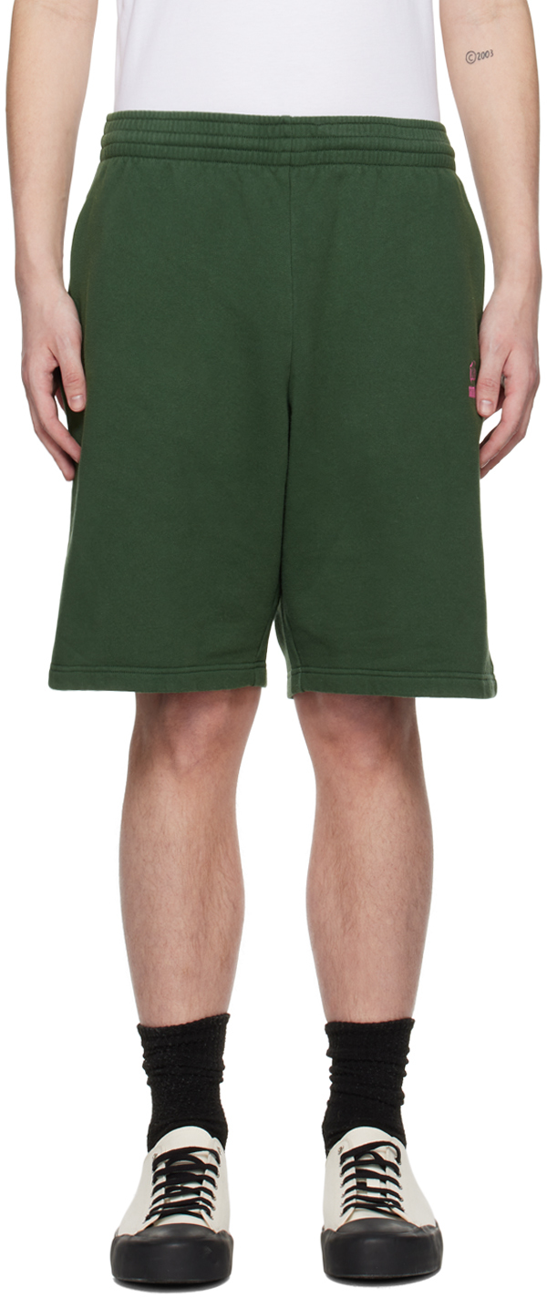 Shop Martine Rose Green Printed Shorts In Forest Green Pinnacl