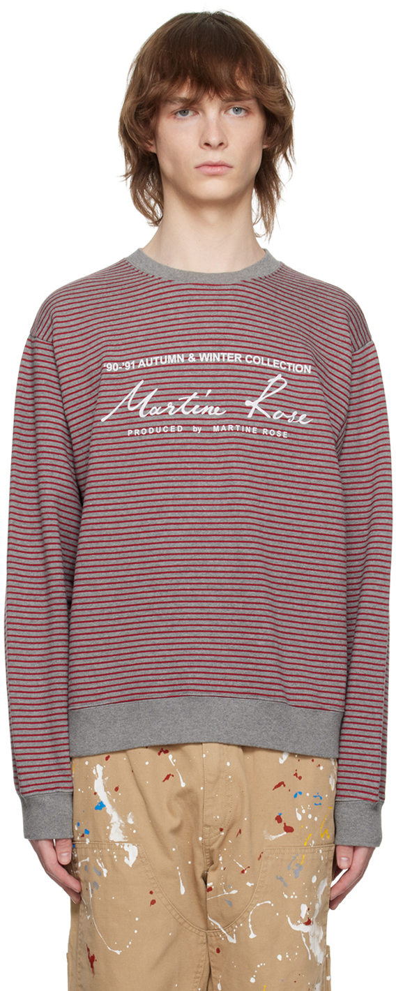 Martine Rose Red & Gray Striped Sweatshirt