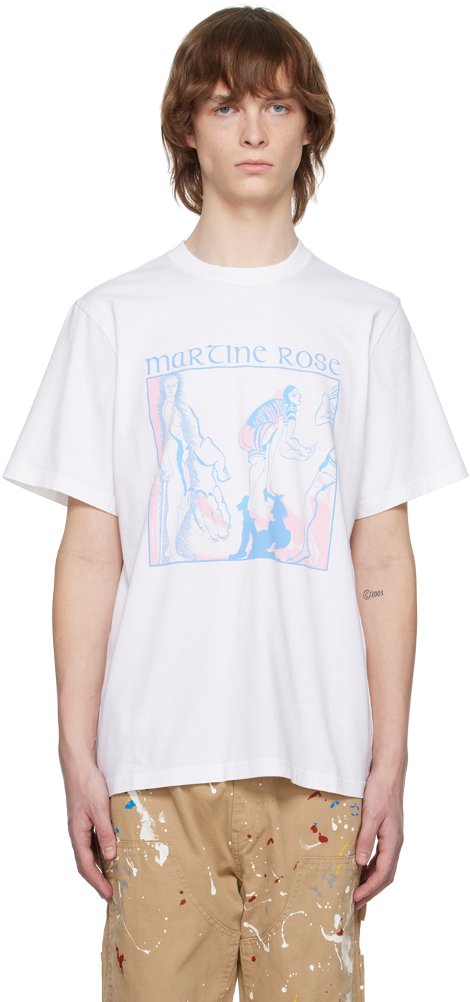 Martine Rose logo-print front-zip T-shirt, White