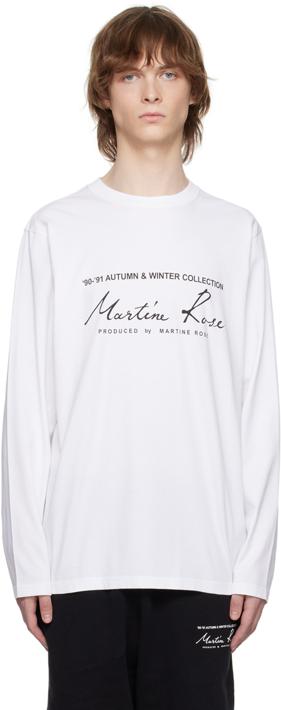 Martine Rose: White Printed Long Sleeve T-Shirt | SSENSE UK