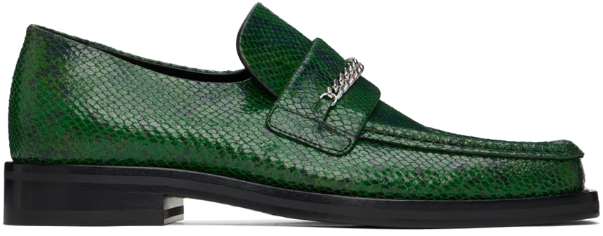 MARTINE ROSE GREEN SQUARE TOE LOAFERS