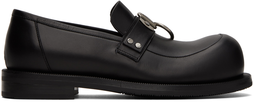 Black Bulb Toe Ring Loafers by Martine Rose on Sale