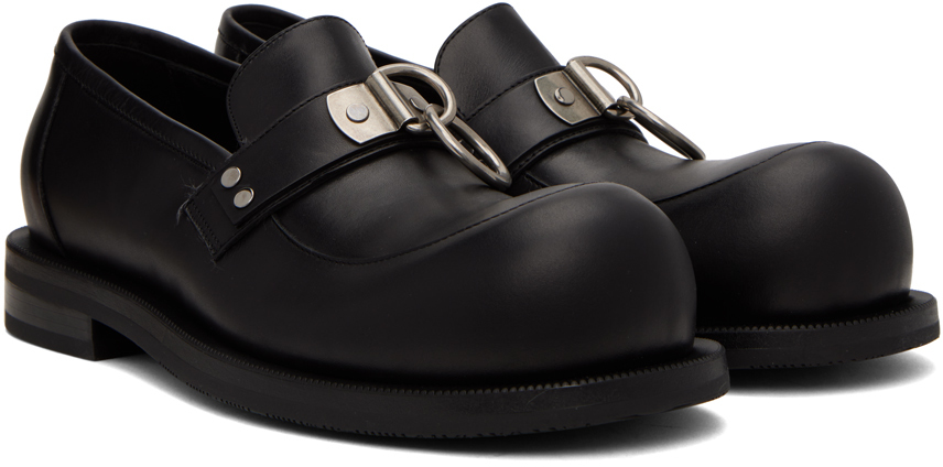 Martine Rose Black Bulb Toe Ring Loafers | Smart Closet