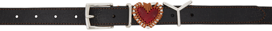 Y/project Brown Heart Belt In Black/red/camel
