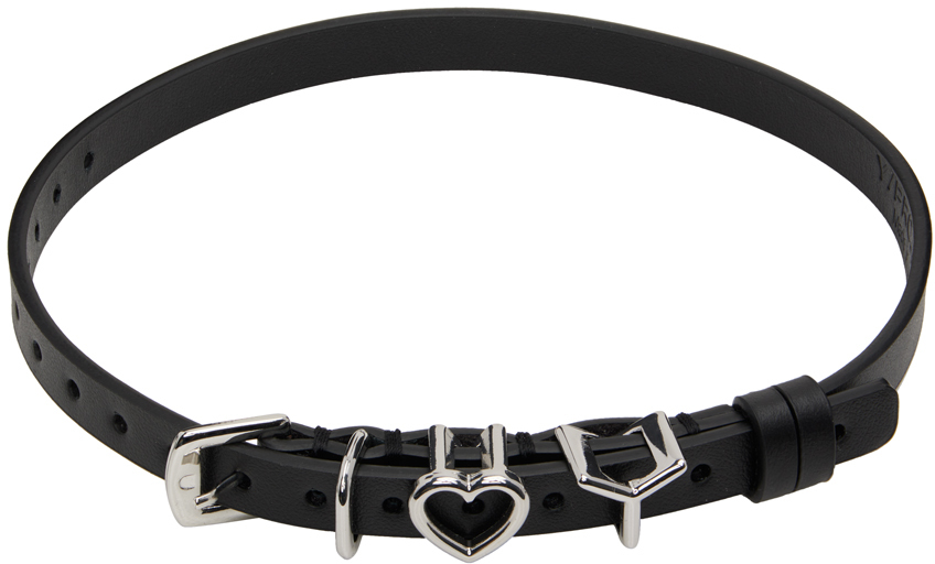 Y/Project: Black & Silver Y Heart Belt Choker | SSENSE Canada